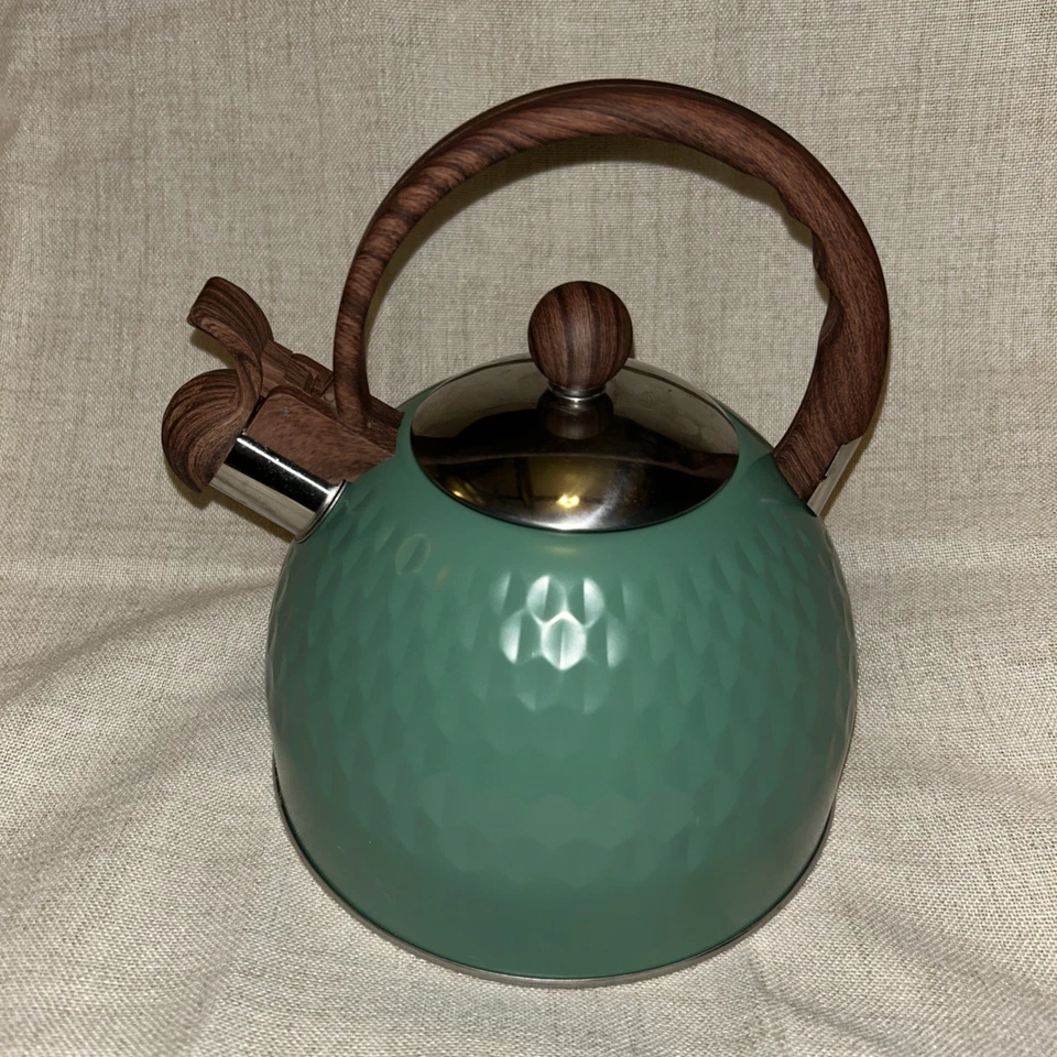 Phantom Chef 2.8 Liter Whistling Tea Kettle Green With Wood Accents - Image 1 of 4