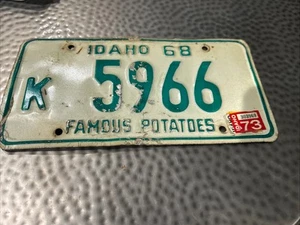 1968 With 1973 Sticker Idaho License Plate - Picture 1 of 2