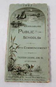 1892 HARRISBURG PA Public Schools Commencement Booklet - Picture 1 of 4