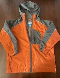 COLUMBIA TITANIUM Youth 8 Zip Up Light Weight WATERPROOF Hooded JACKET Orange - Picture 1 of 8