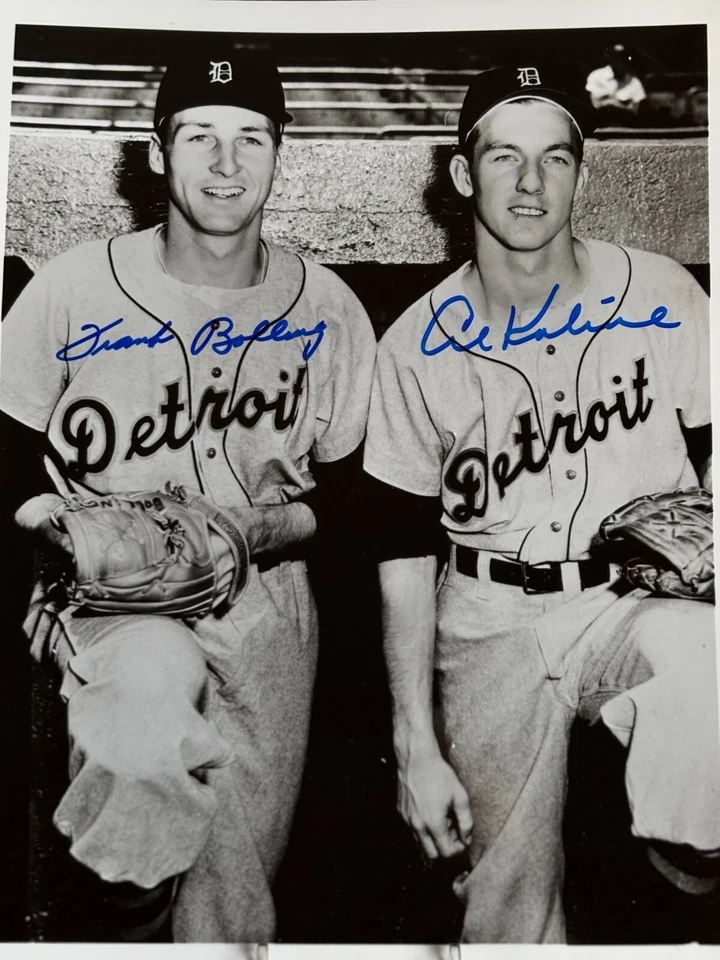 AL KALINE & FRANK BOLLING MID 50'S 8 X 10 DETROIT TIGERS  AUTOGRAPHED PHOTO - Image 1 of 1
