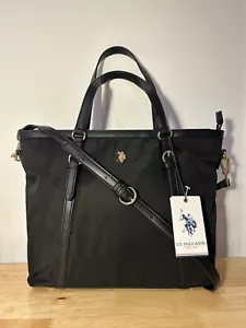 Bolso US Polo Assn Negro y Dorado Nylon/PU Houston TOTE - BESTSELLER NUEVO CON ETIQUETAS ENVÍO GRATUITO - Imagen 1 de 15