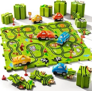 64PC Puzzle Race Track Car Set for Kids Boys 3-6, Toddler Gift - Picture 1 of 8