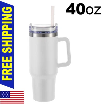 40oz Insulated Stainless Steel Tumbler with Lid handle straw, Vacuum mug - Image 1 of 4