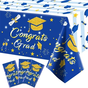 Graduation Tablecloth Party Decorations 2025 3 Pack Blue Large Size 54"X108" Con - Picture 1 of 12