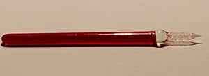 Vintage Red & Clear Glass Dip Fountain Pen - Picture 1 of 5
