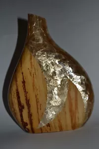 Gold Laminate Wood Look Decorative Vase NEW - Picture 1 of 7