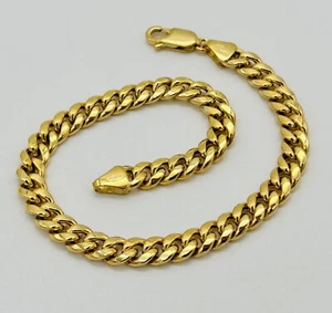 375 9ct Yellow Gold 5mm Miami Cuban Link Bracelet 8.5 Inch - Picture 1 of 9