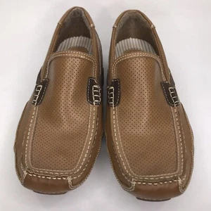 Steve Madden Loafer Driving Moccasin Mens P-Jacob  9.5 Tan Leather Brown Suede - Picture 1 of 11