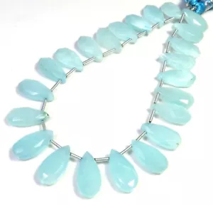 Amazonite Faceted Pear Beads 15x7.5 mm Natural Blue Gemstone Beads 8Inch LC-1359 - Picture 1 of 8