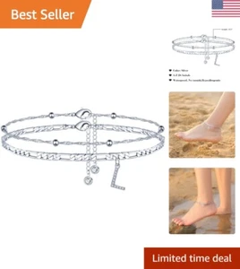 Personalized Initial Anklets - Customizable Gold Plated Summer Jewelry - 8.5"+2 - Picture 1 of 9