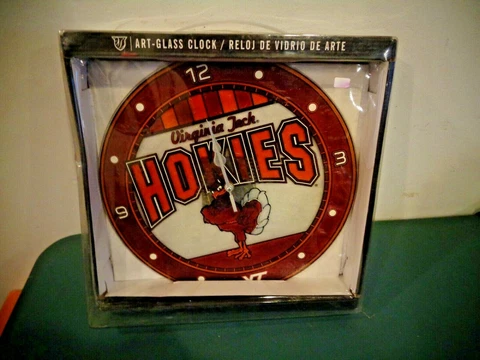 NCAA VIRGINIA TECH HOKIES COLLEGE MEMORY ART GLASS WALL CLOCK Cover