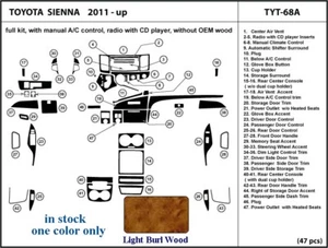 Kit de ajuste de tablero se adapta a Toyota Sienna 11 12 13 14 madera burla ligera - Imagen 1 de 2