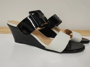 CL By Laundry Wedge Women's Shoes Size 6.5 M Black & White Cruise Dressy S3 - Picture 1 of 8