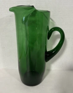 Jarra de vidrio verde esmeralda vintage Martini cóctel cazador de hielo MCM - Imagen 1 de 10