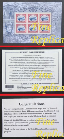 USA 2013 $2, Not Inverted Center Jenny Error Sheet, Sc 4806d, REPLICA Cover