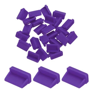 25pcs USB Type A Port Plugs Covers Caps Silicone Anti Dust Protector, Purple - Afbeelding 1 van 7