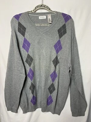 CONCEPTS by CLAIBORNE Long Sleeve V Neck Sweater Mens Size XL Diamond Patterned - Image 1 of 4
