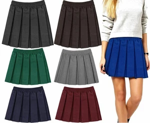 Girls Box Pleated Elasticated Waistband Mini Skirt Kids Stretchy School Skirt - Picture 1 of 8