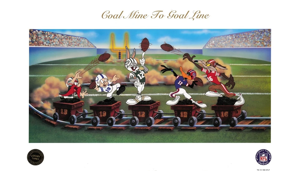 Coal Mine to Goal Line - Litografía Edición Limitada NFL y Looney Tunes Foto 1 de 1