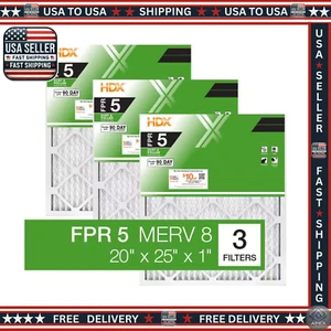 Furnace Air Filters 20x25x1 MERV 8 Pleated HVAC Home Filter Set 3 Pack - Picture 1 of 11