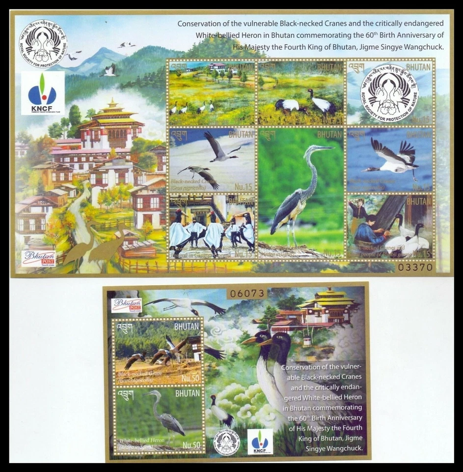 080. SELO BUTANO 2015 M/S + S/S CONSERVAÇÃO DA NATUREZA, PÁSSAROS. MNH - Imagem 1 de 1