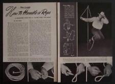 Rope Handling Trick Lariat Handling 1942 Frank Biron How-To pictorial Cowboy