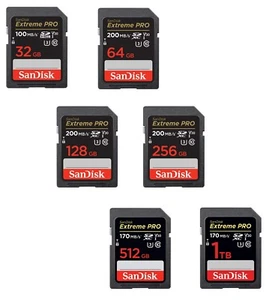 SanDisk SD Extreme Pro 32-512GB Classe 10 UHS-I 170MB/s per Fotocamere DSLR - Imagen 1 de 12