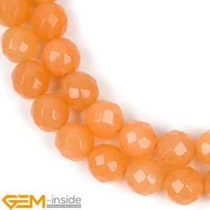 4mm 6mm 8mm 10mm 12mm Orange Jade Faceted Round Beads For Jewelry Making 15" - Bild 1 von 22