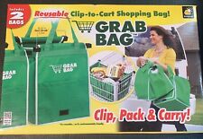 NEW Grab Bag 2 Pack Reusable Clip to Cart Shopping Bag with Pockets by Bulb-Head
