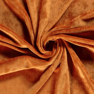 Luxury Stretchy Soft Velvet Velour Fabric Material - CARROT - Image 1 of 3
