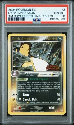 DARK AMPHAROS 2/109 PSA 8 EX TEAM ROCKET RETURNS REVERSE HOLO POKEMON ENGLISH - Image 1 of 2