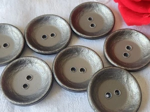 Lotto 7 Enormi Bottoni Vintage Grigio Argento 4 Cm Cappotto Ref 504 - Foto 1 di 6