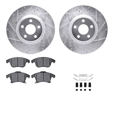 For Lincoln MKZ 17-20 Drilled & Slotted Front Brake Kit w Optimum Pads Foto 1 de 3