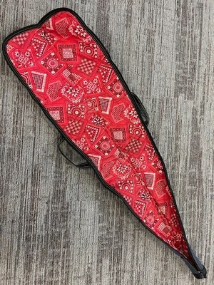 "Estuche retro de 48"" para escopeta rifle escopeta aspecto de mezclilla azul retazos cabeza roja vintage" Foto 1 de 4