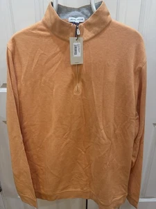Peter Millar Crown Comfort 1/4 Zip Men’s Small L Sweater Orange Golf Pullover - Picture 1 of 5