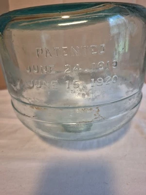 Old Antique 1919 1920 Blue Green Kerosene Stove Fuel Oil Jar Bottle  - Image 1 of 4