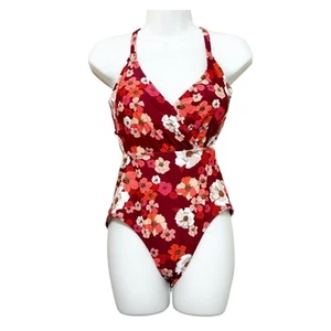 Cupshe Olivia Floral 8-10 One Piece Cross Straps Back Tie Floral Print Swimsuit - Picture 1 of 13