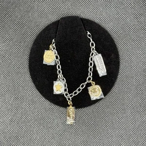 NWT Tous Sterling Silver Bear Logo 7in Link Bracelet w/ 5 Charms & Display Case - Picture 1 of 9