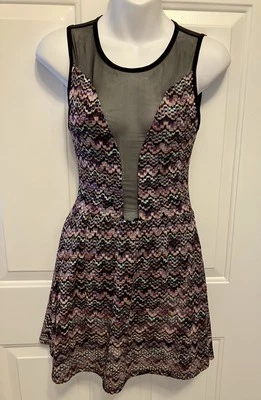 女式 For Love And Lemons 滑冰迷你连衣裙 XS 码黑色 Coquette 透明性感 — 第 1/4 张图片