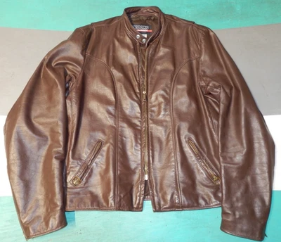VTG Brooks Brown Leather Cafe Racer Motorcycle Jacket Men's 44 No Liner - Image 1 of 3