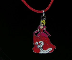 Red Princess Cinderella Pendant on Red Suede Cord Necklace w/Lobster Clasp - Picture 1 of 4