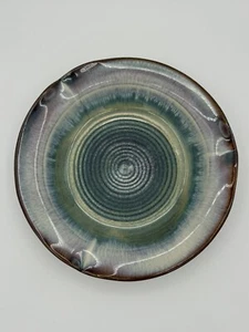 Bill Campbell Studio Art Pottery Ashtray 9.25” Drip Glaze Blue Swirl Bowl - Picture 1 of 19