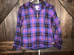 L.L. Camisa de franela a cuadros escocesa Bean para mujer talla XS calce relajado cremallera sudadera con capucha roja - Imagen 1 de 6