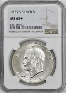 1973-S Eisenhower Silver Dollar $ Ike MS68+ NGC 946644-28 - Picture 1 of 4