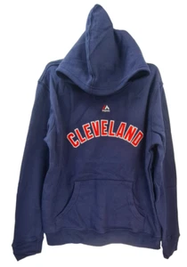 Majestic Youth Cleveland Twill Hoodie Pullover Jacket, Navy, Large 14/16 - Picture 1 of 8