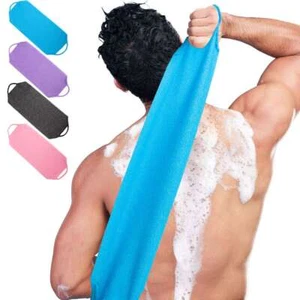 Bath Towel Shower Back Scrubber Skin Exfoliating Body Brush Washing Cloth Strip - Picture 1 of 16
