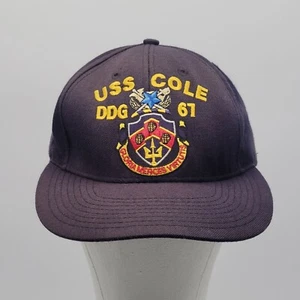 Vintage USS Cole DDG 67 Navy Blue Cap Hat Embroidered Logo Strapback Made in USA - Picture 1 of 6