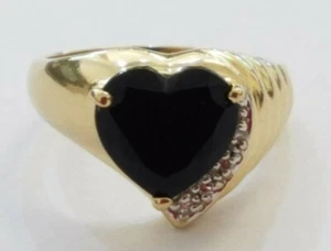 ÓNIX DE ORO AMARILLO DE 14 QUILATES, ANILLO DE DIAMANTES, TALLA 6 - Imagen 1 de 9