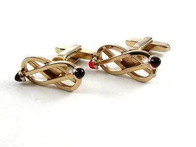 Gemelos estilo decorativo dorado y rojo de Hickok EE. UU. Foto 1 de 3